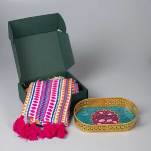 Hamper - I – North East Stole with Pichwai Inspired Metal Tray