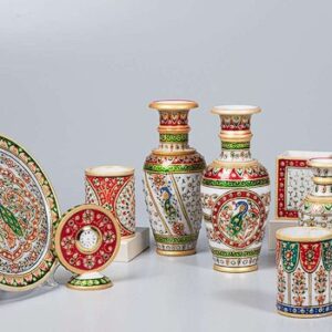 Meenakari Marble Art Family – Premium Handcrafted Marble Gift Set