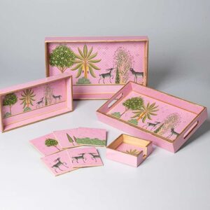 Nilaya - II – Printed Epoxy Tray Set (Set of 3)