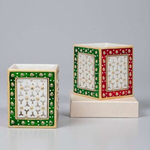 Pen Stand – Marble Meenakari (Large)
