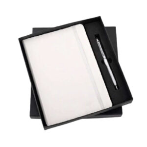 Diary Pen Set – White Elastic
