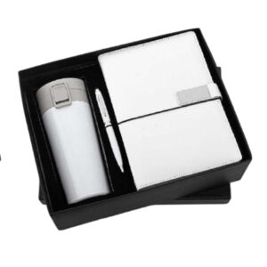 Diary, Pen, Flask Set – White